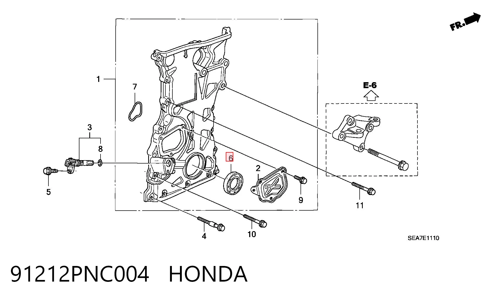 91212PNC004 Honda Retén del cigüeñal frontal