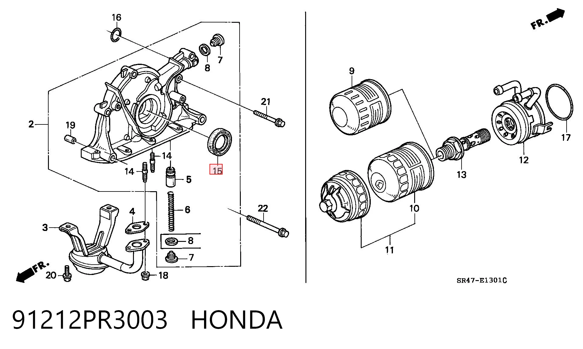 91212PR3003 Honda Retén del cigüeñal frontal