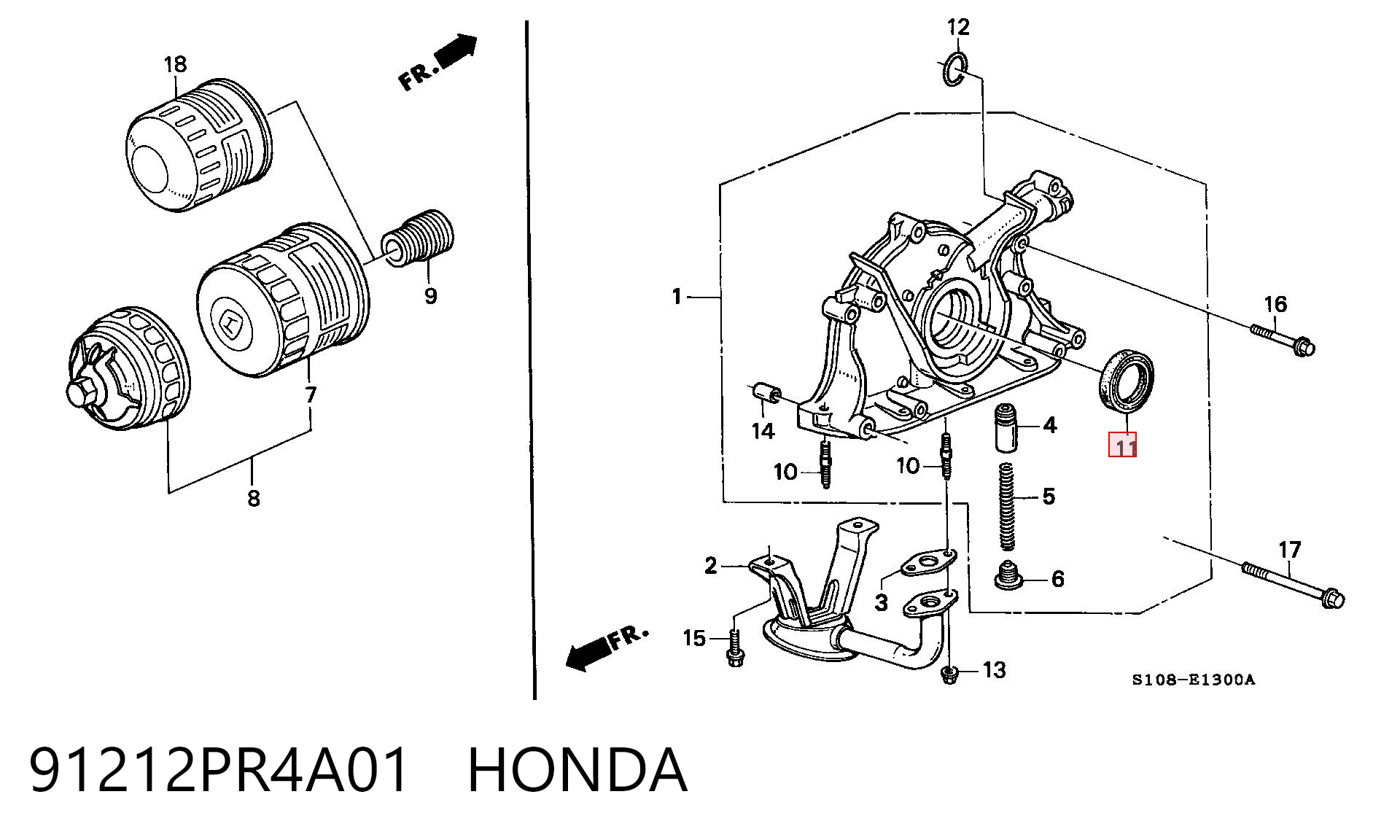 91212PR4A01 Honda Retén del cigüeñal frontal