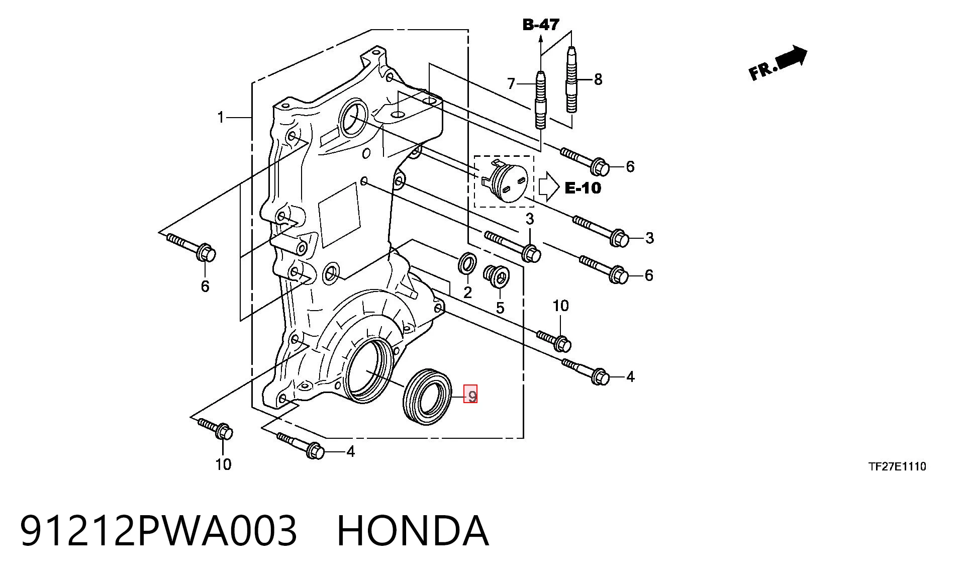 91212PWA003 Honda Retén del cigüeñal frontal