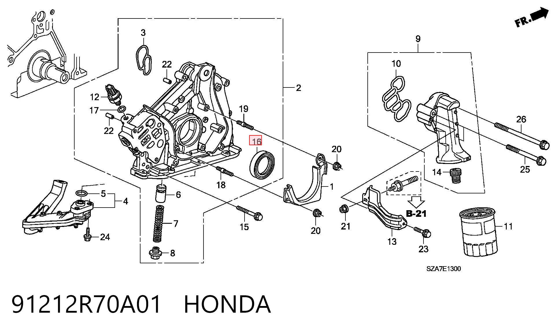 91212R70A01 Honda Retén del cigüeñal frontal