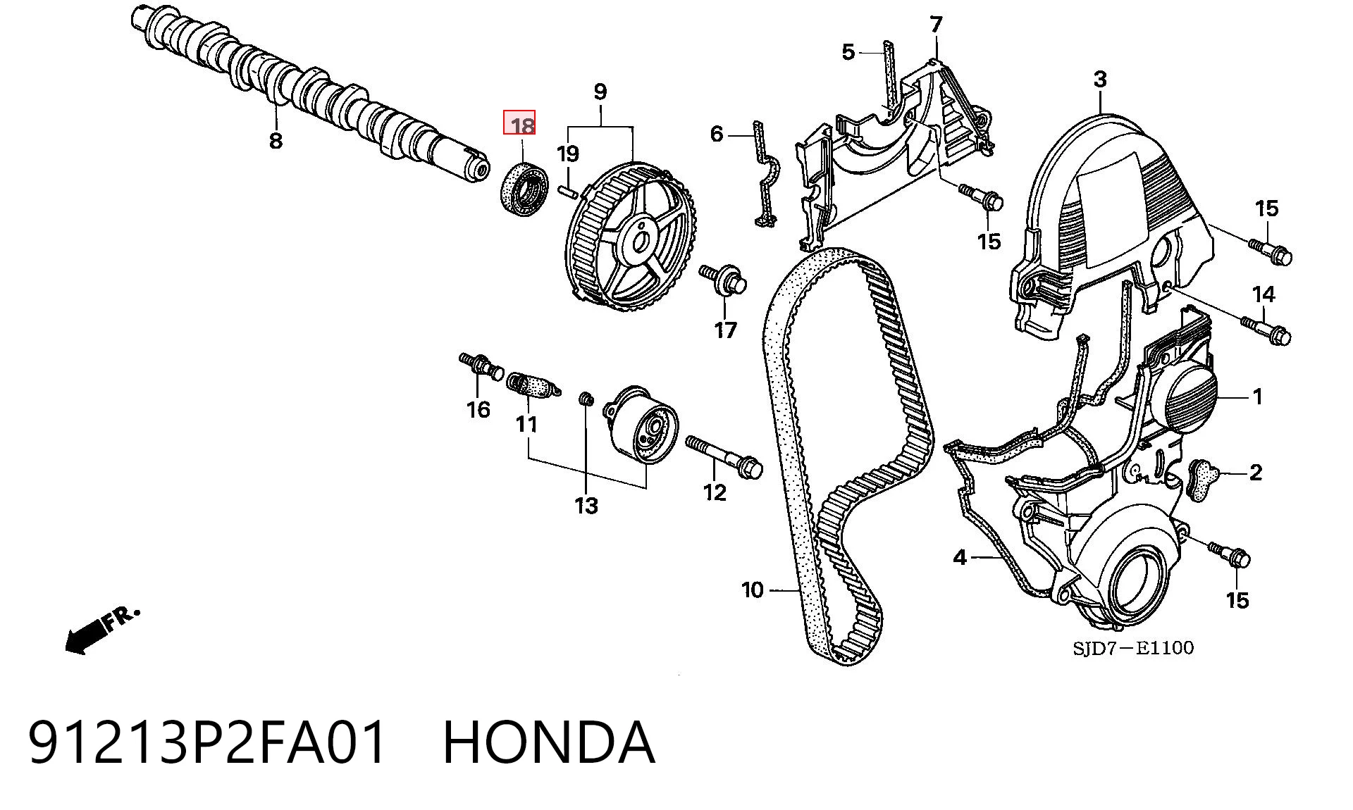 91213P2FA01 Honda Retén de árbol de levas
