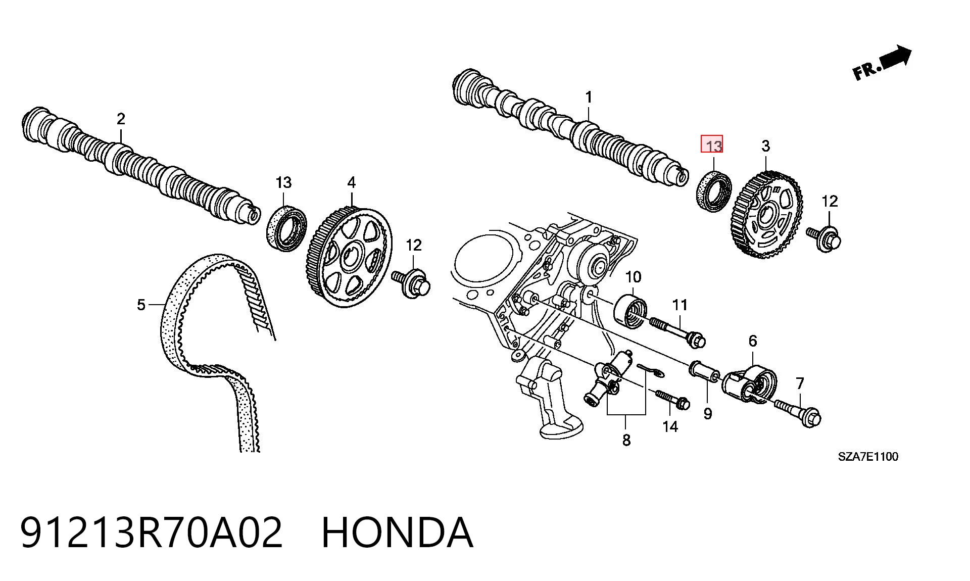 91213R70A02 Honda Retén de árbol de levas