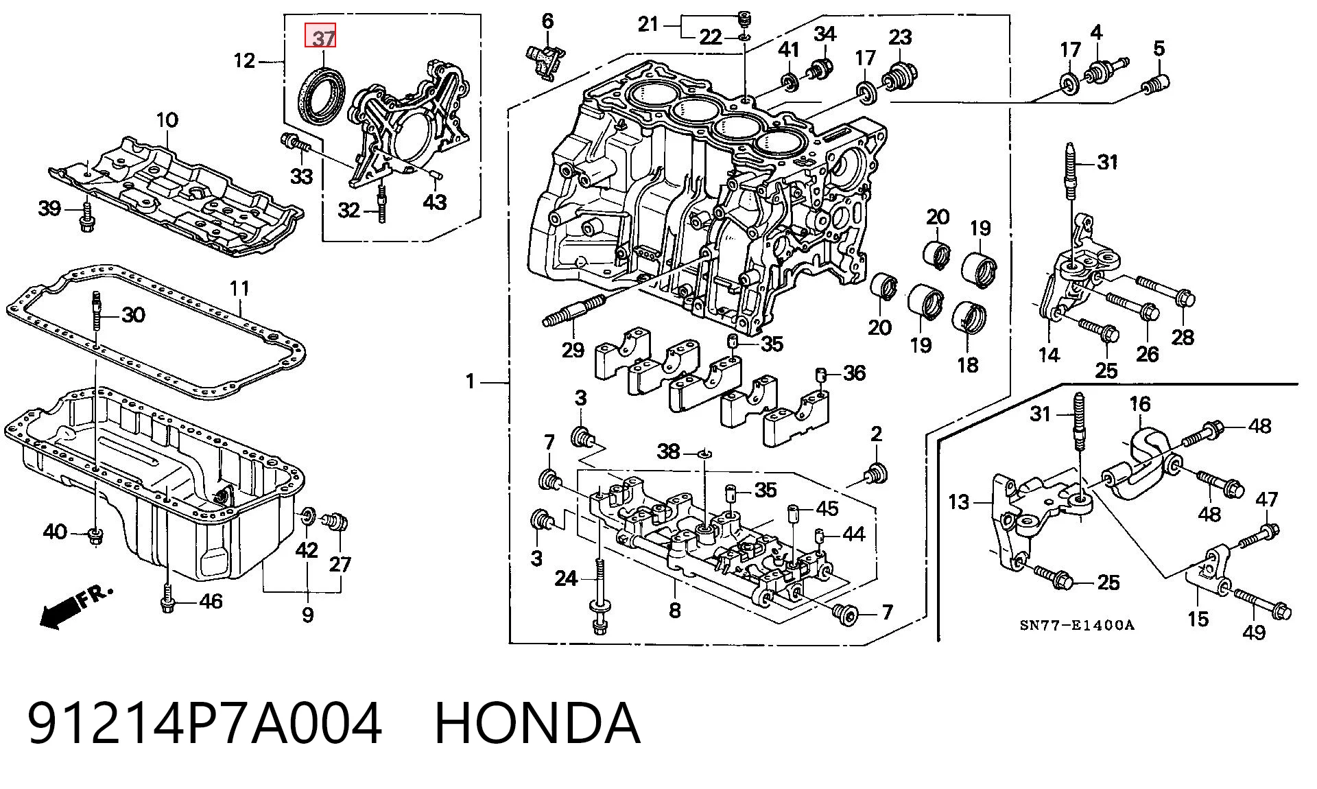 91214P7A004 Honda Anillo retén cigüeñal