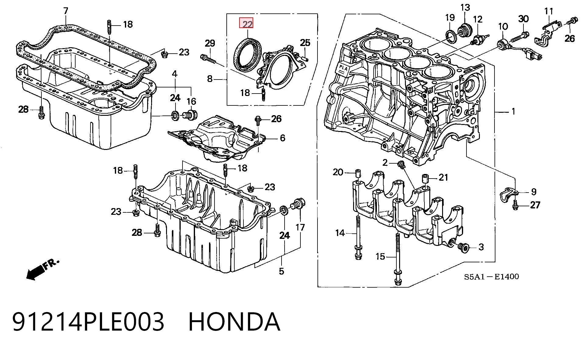 91214PLE003 Honda Anillo retén cigüeñal