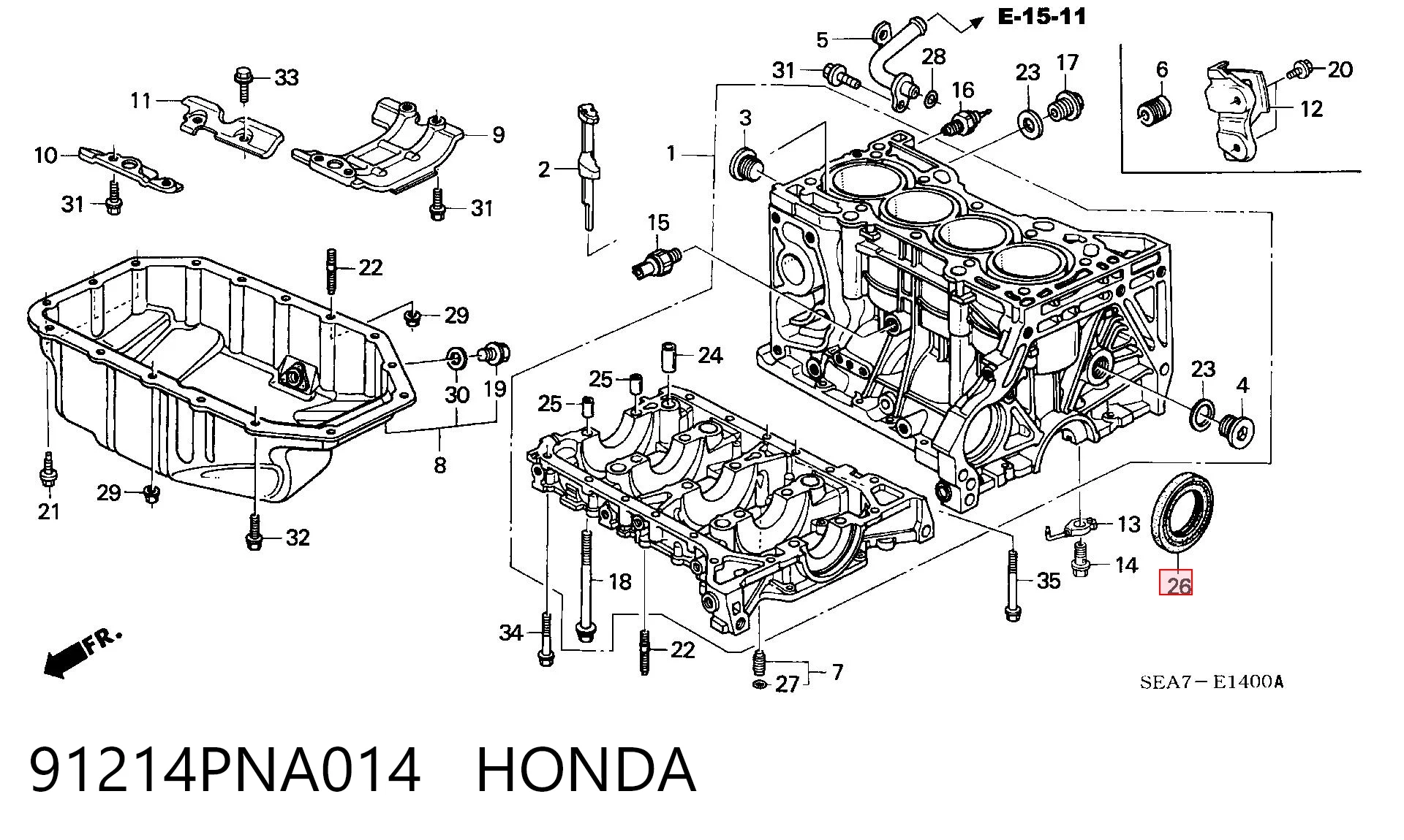 91214PNA014 Honda Anillo retén cigüeñal