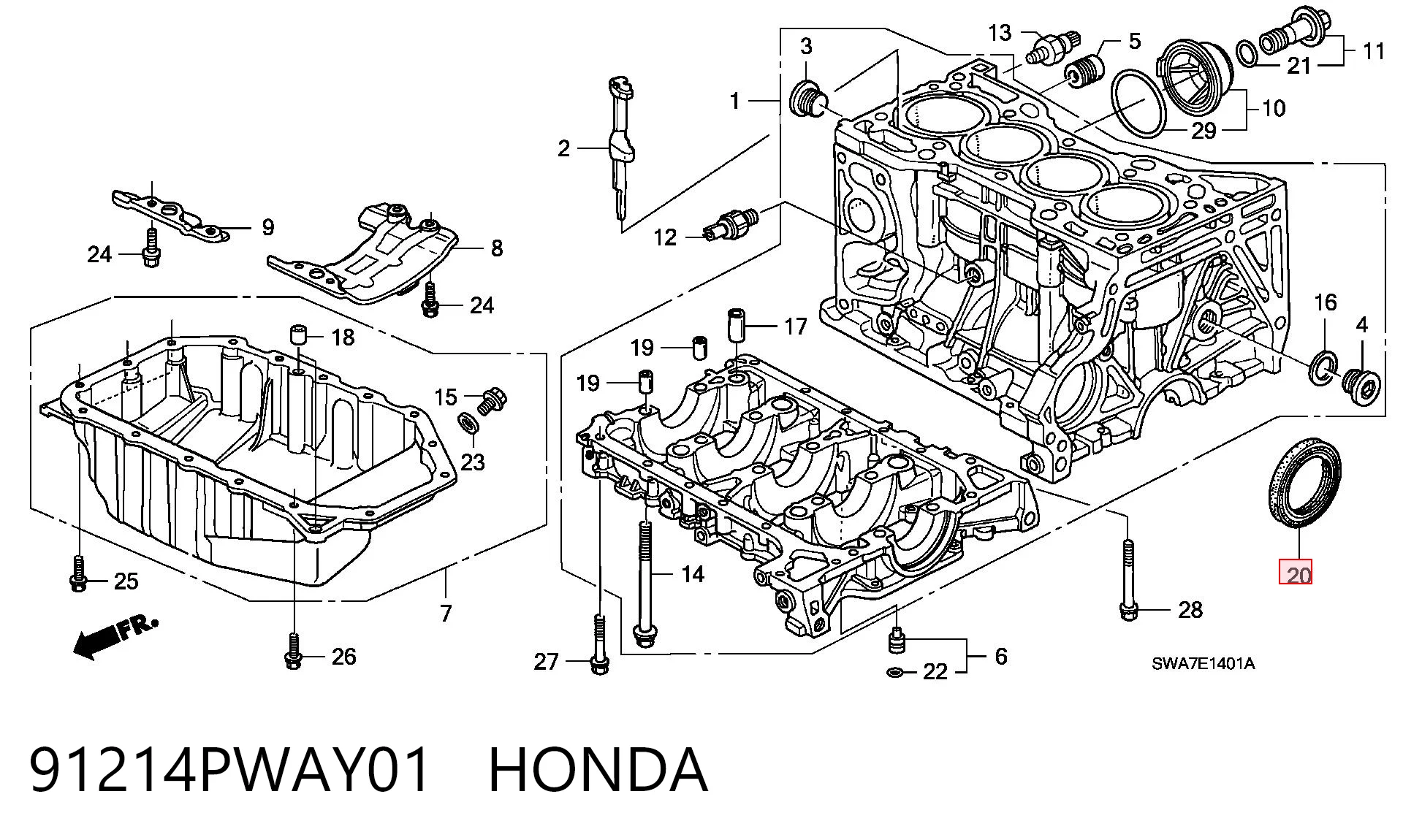 91214PWAY01 Honda Anillo retén cigüeñal
