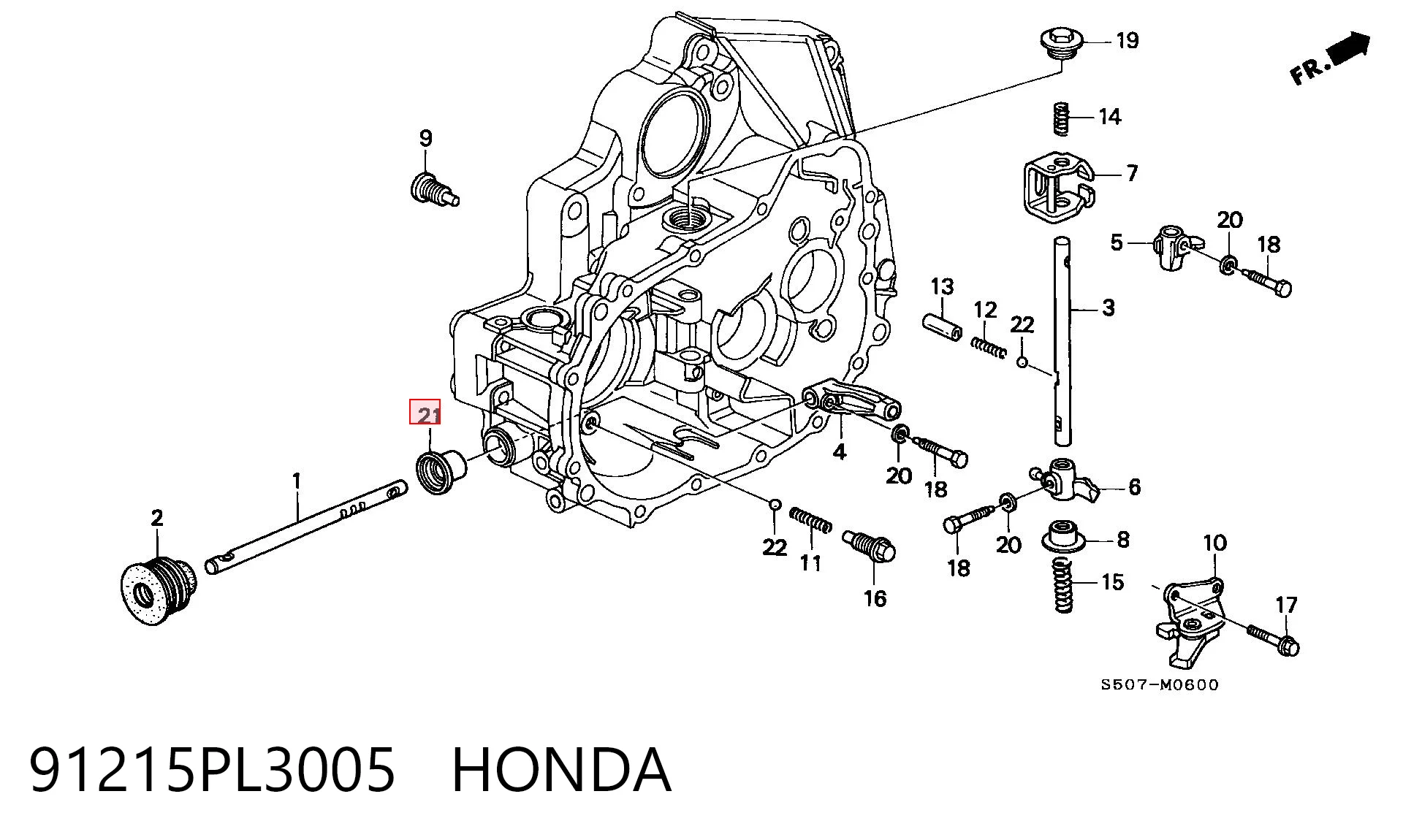 91215PL3005 Honda Retén del vástago del cambio de la caja de cambios
