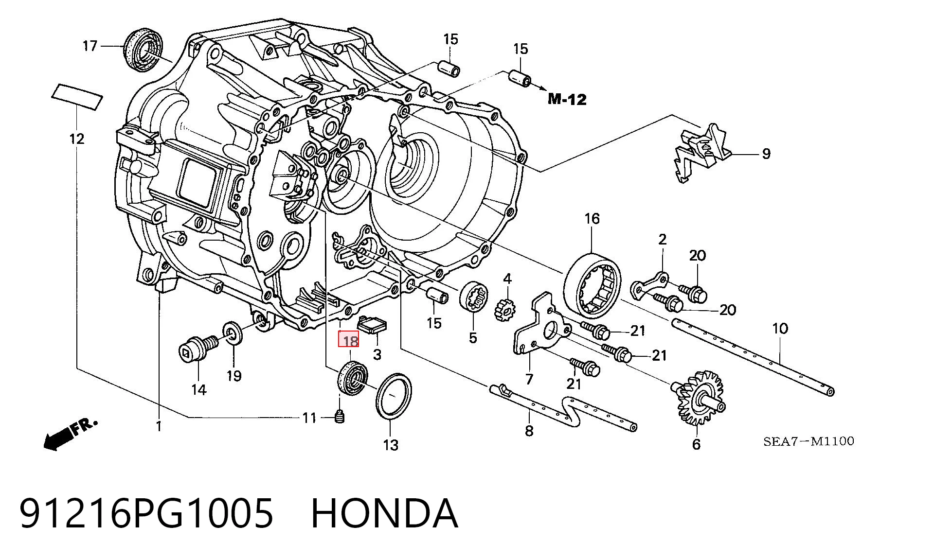 91216PG1005 Honda Retén del eje primario de la transmisión