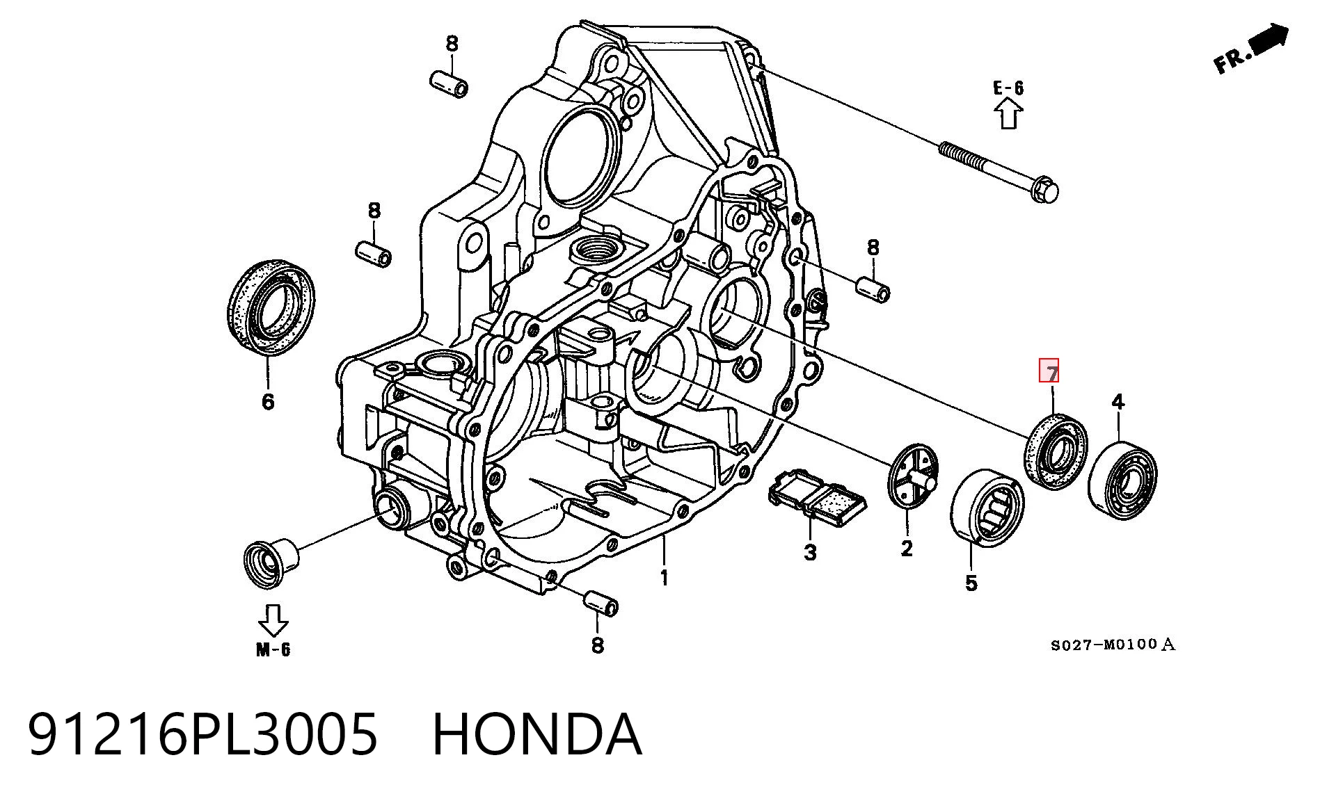91216PL3005 Honda Retén del eje primario de la transmisión
