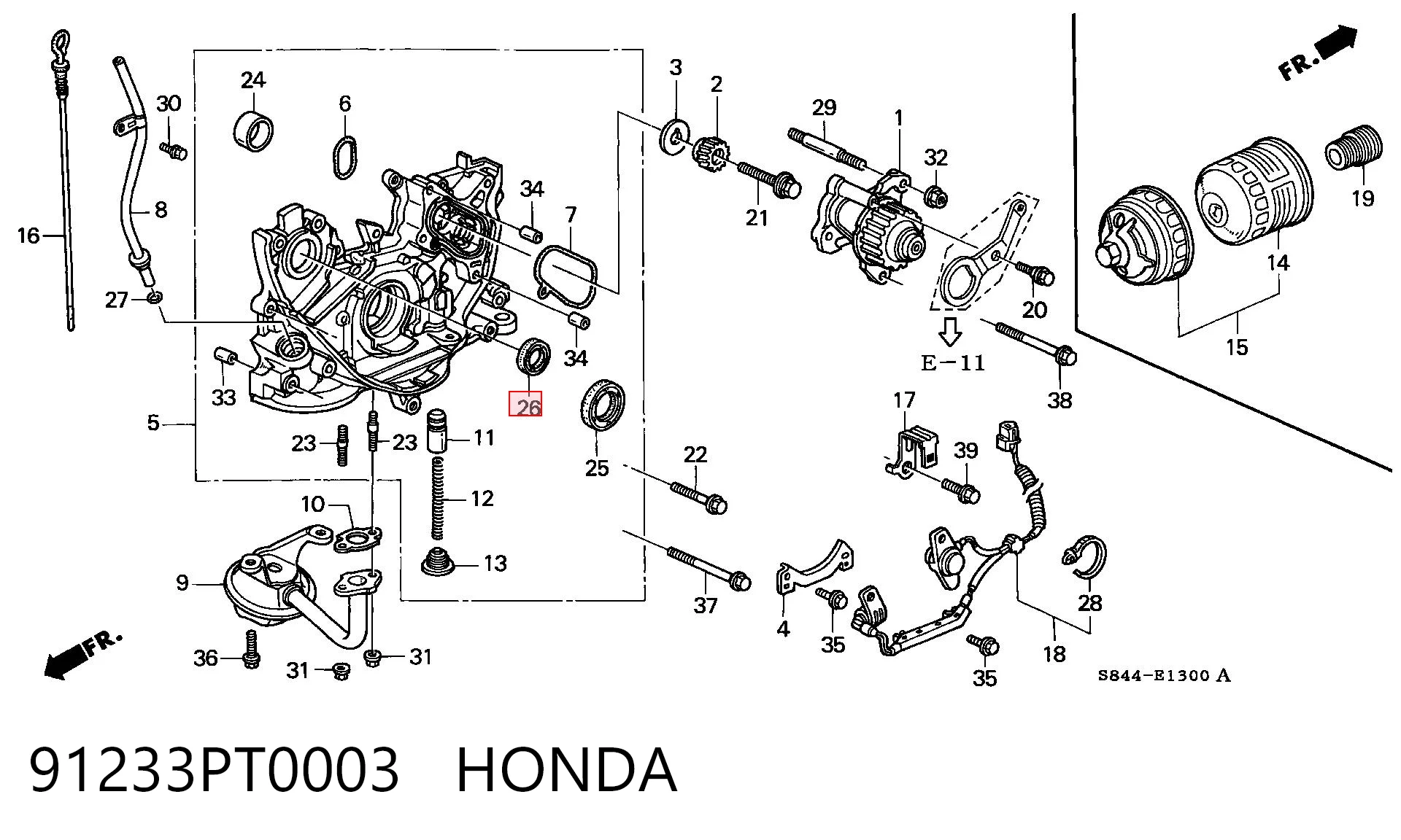 91233PT0003 Honda Retén del eje intermedio (de equilibrado) del motor