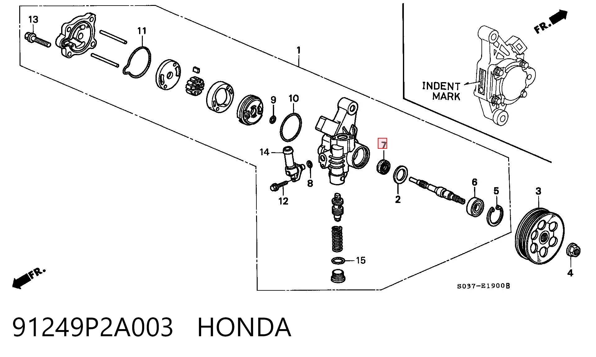 91249P2A003 Honda Retén de bomba de dirección asistida