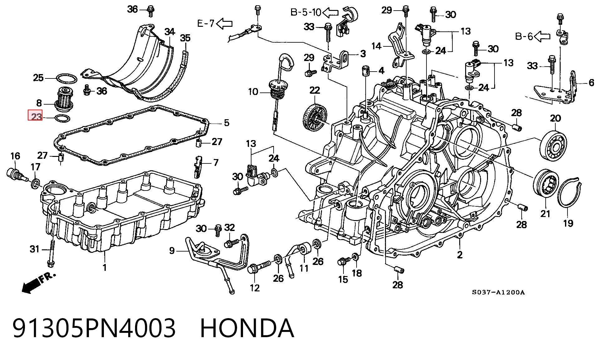 91305PN4003 Honda Anillo de sellado del filtro de transmisión automática