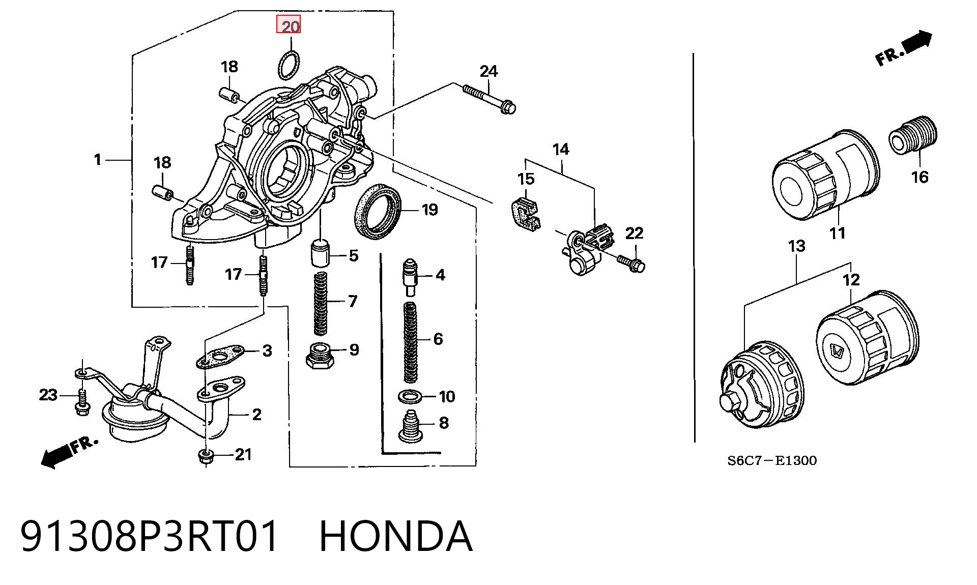91308P3RT01 Honda Retén de la bomba de aceite del motor