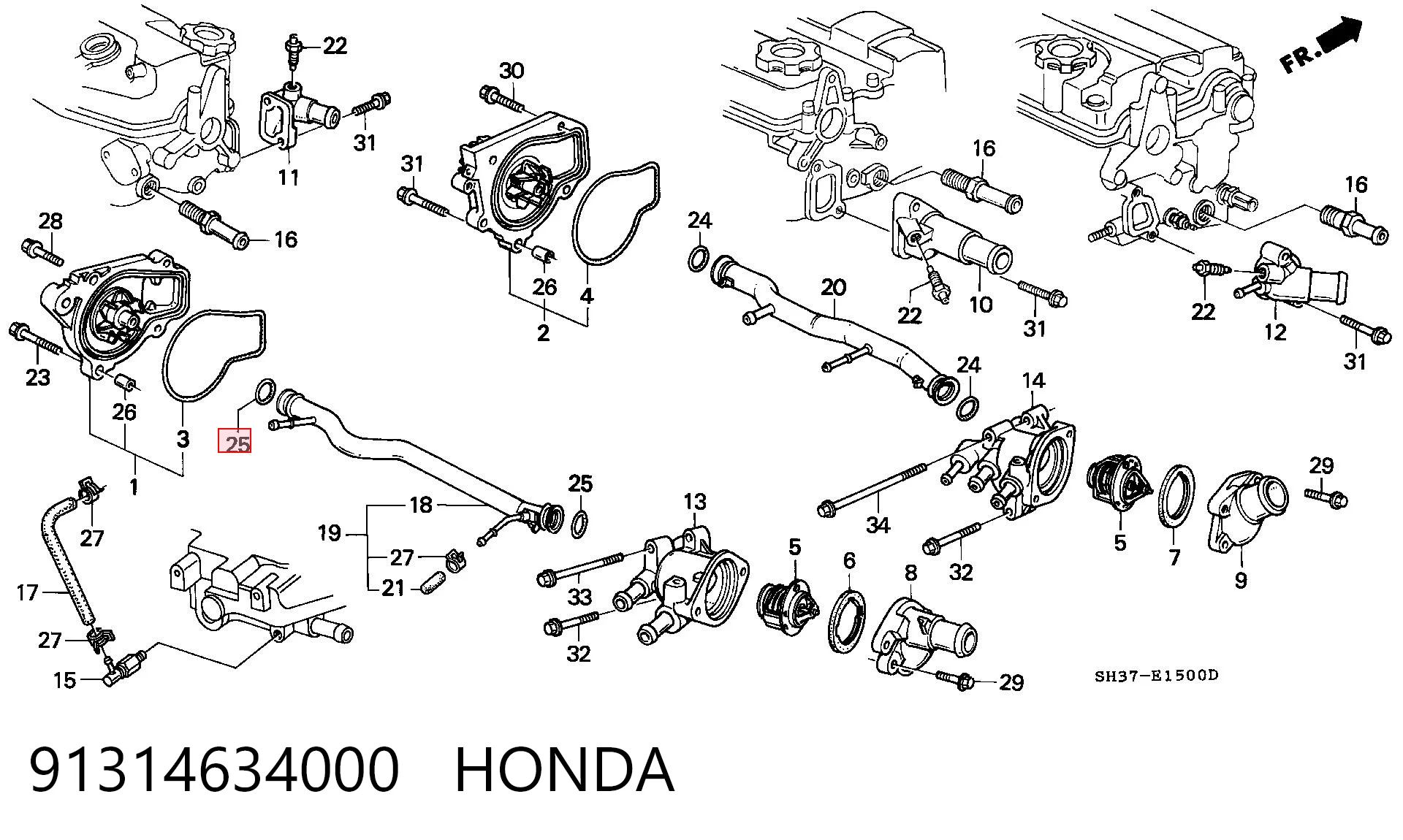91314634000 Honda Arandela de asiento del inyector