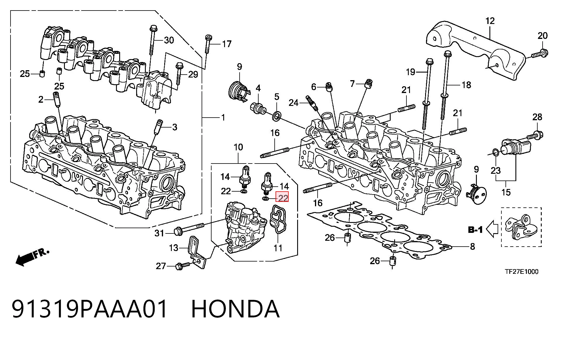 91319PAAA01 Honda Indicador de presión del aceite