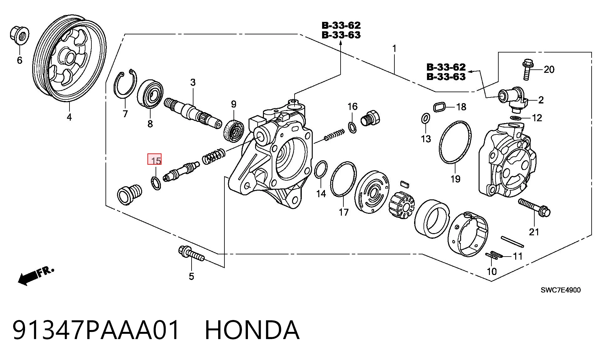 91347PAAA01 Honda Retén de bomba de dirección asistida