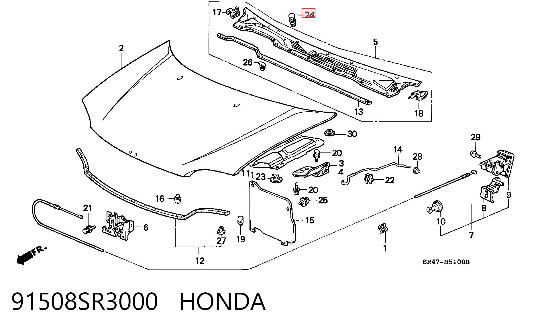 91508SR3000 Honda Parabrisas delantero 