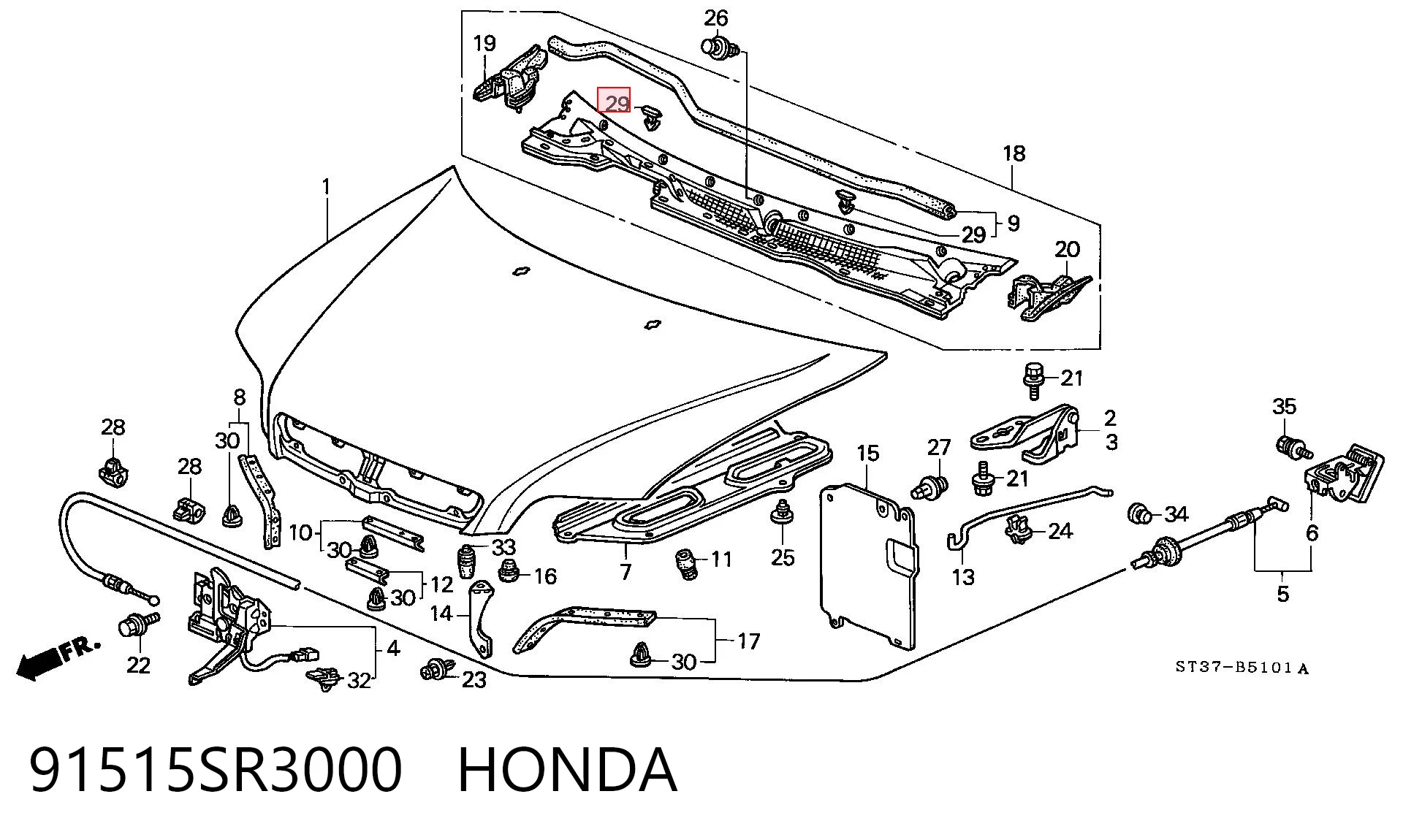91515SR3000 Honda Parabrisas delantero 