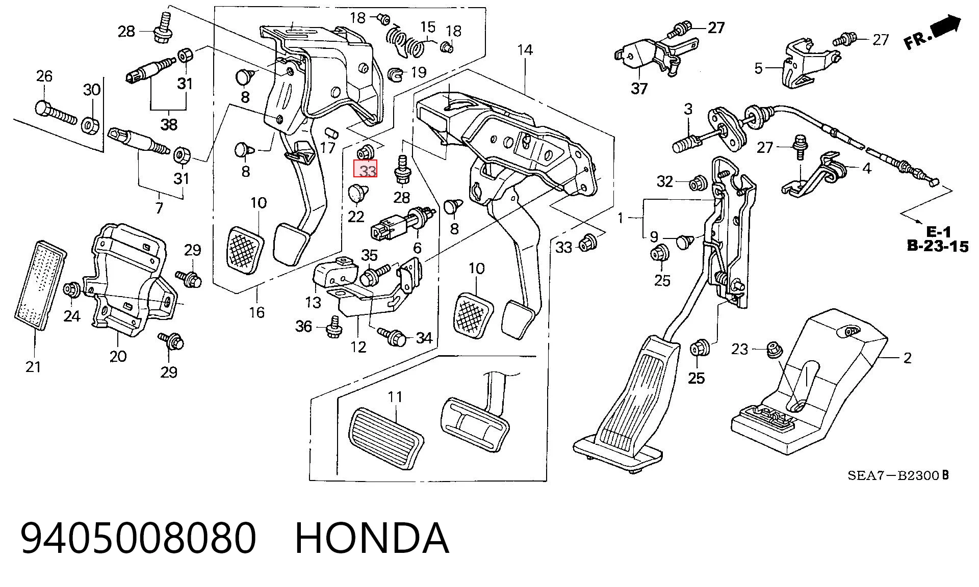 9405008080 Honda Tuerca de fijación del tubo de escape