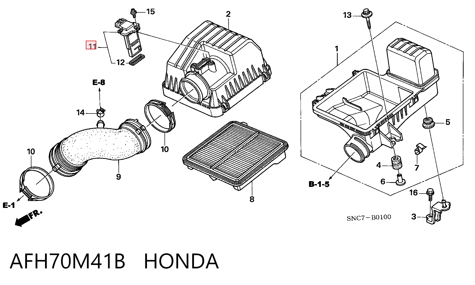 AFH70M41B Honda Sensor de flujo de aire