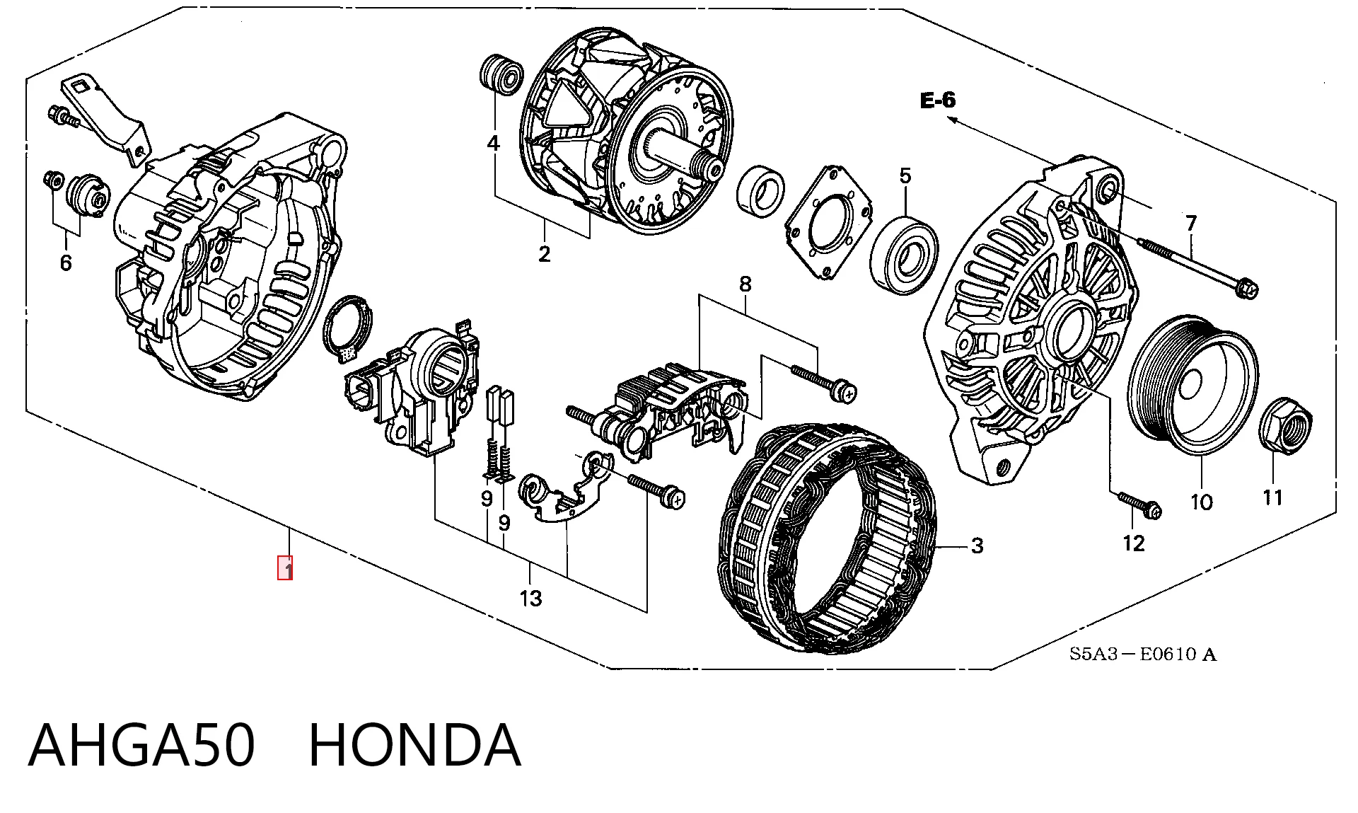 AHGA50 Honda Alternador de coche