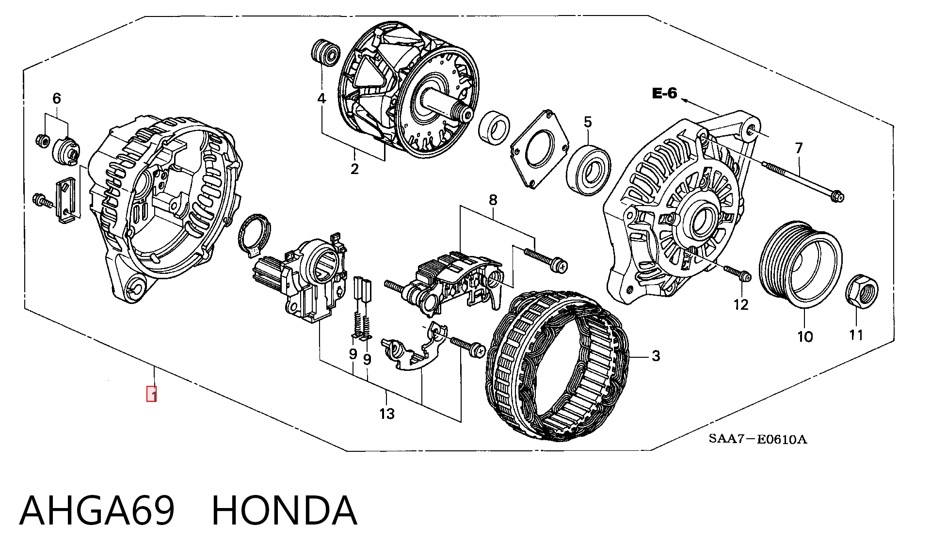 AHGA69 Honda Alternador de coche