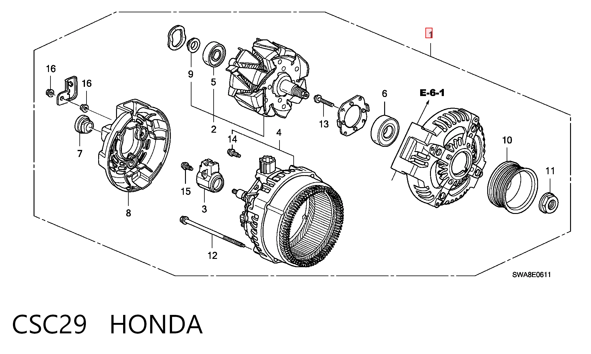 CSC29 Honda Alternador de coche