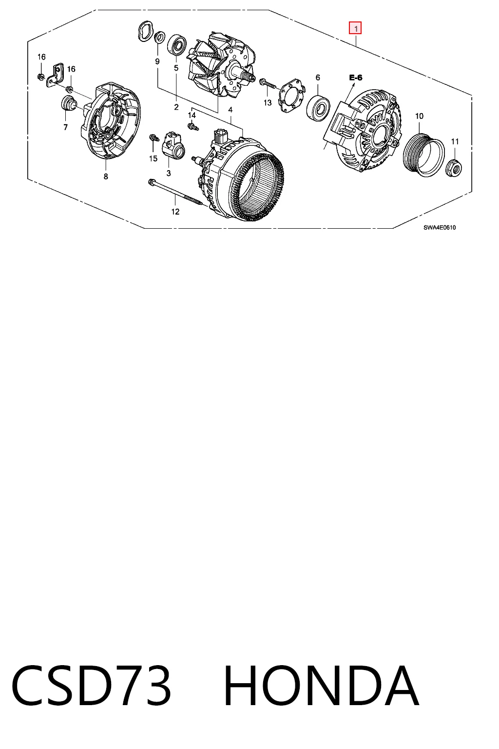 CSD73 Honda Alternador de coche