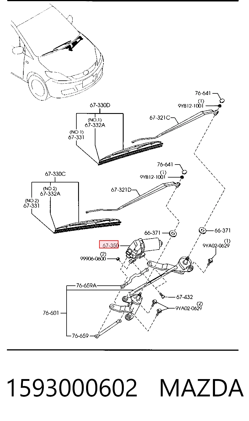 Motor limpiaparabrisas para Mazda 5 I CR