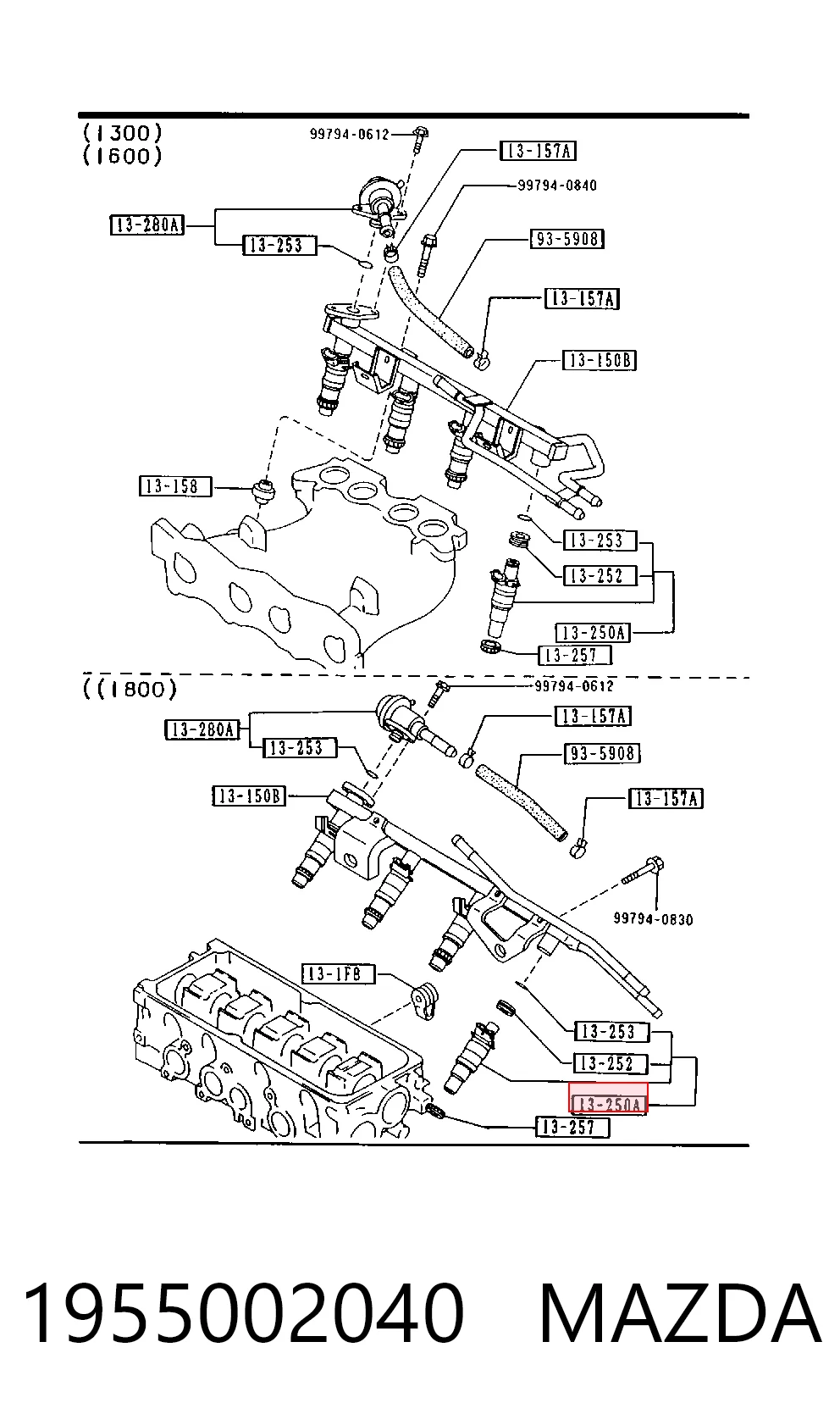 1955002040 Mazda Inyector de combustible