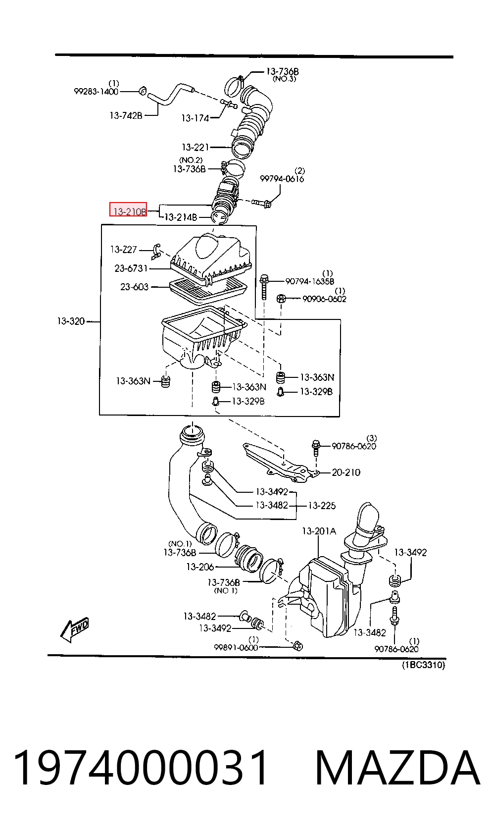 1974000031 Mazda Sensor de flujo de aire