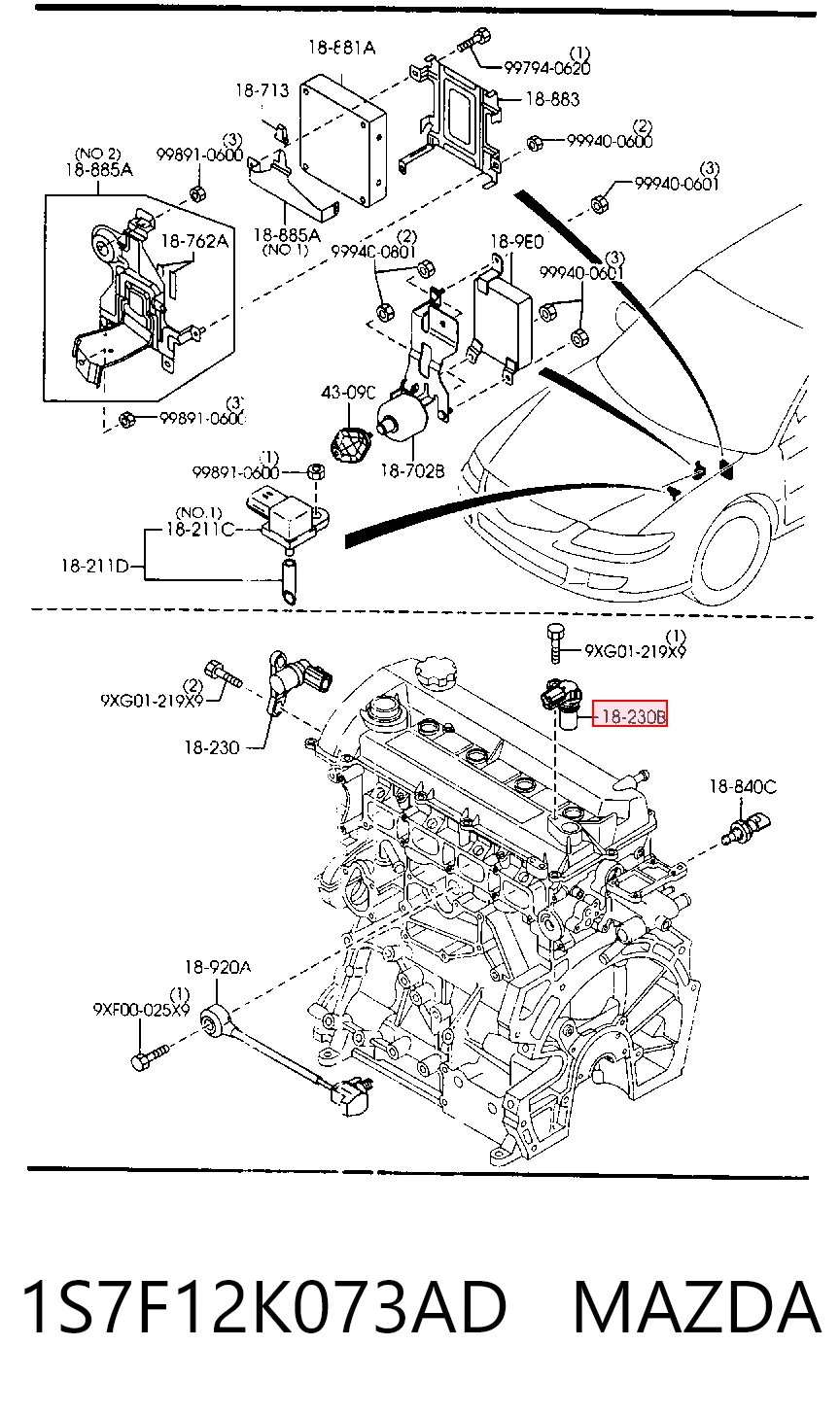 1S7F12K073AD Mazda Sensor posición arbol de levas