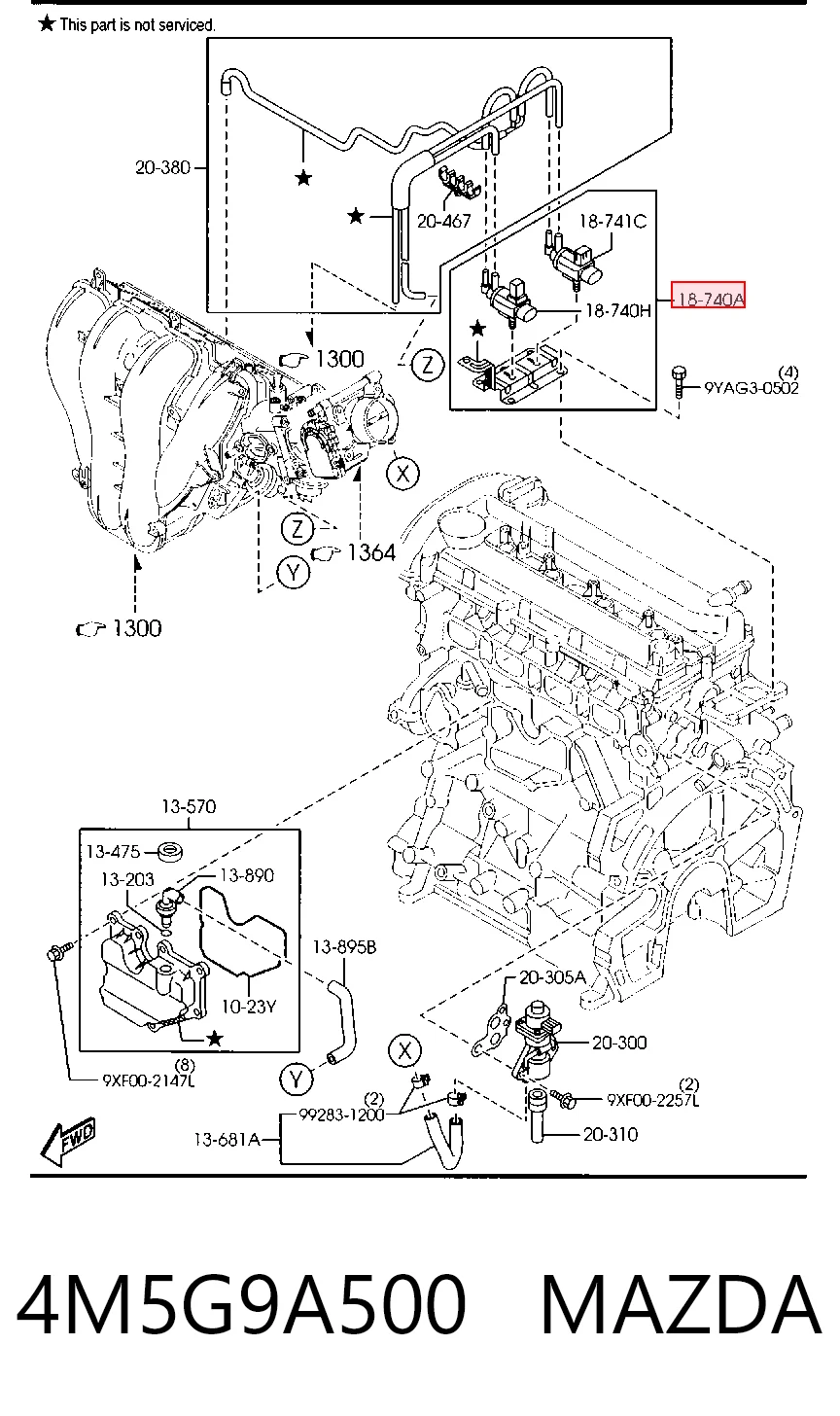 4M5G9A500 Mazda Válvula de solenoide de control de mariposa EGR
