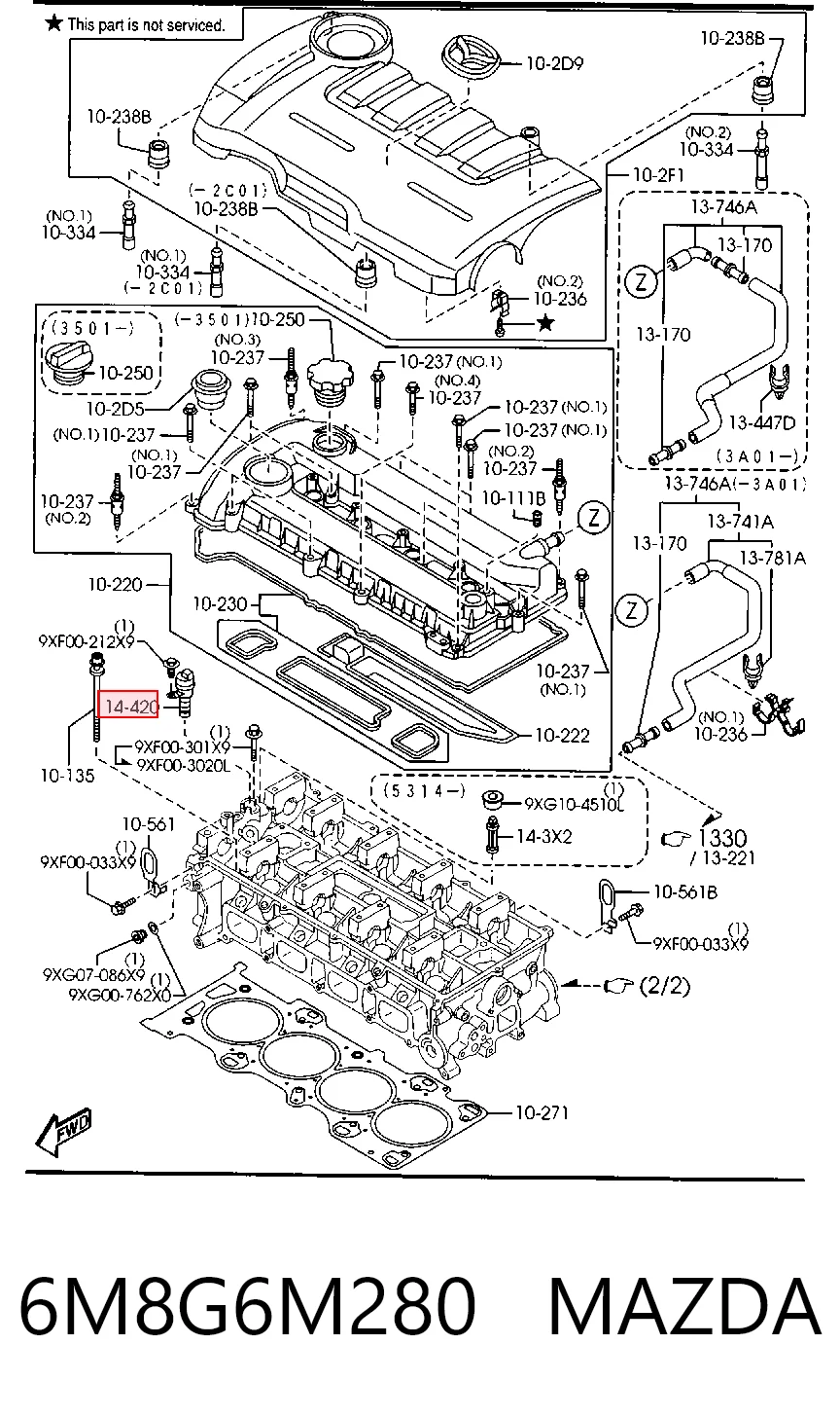 6M8G6M280 Mazda Válvula control, ajuste de levas