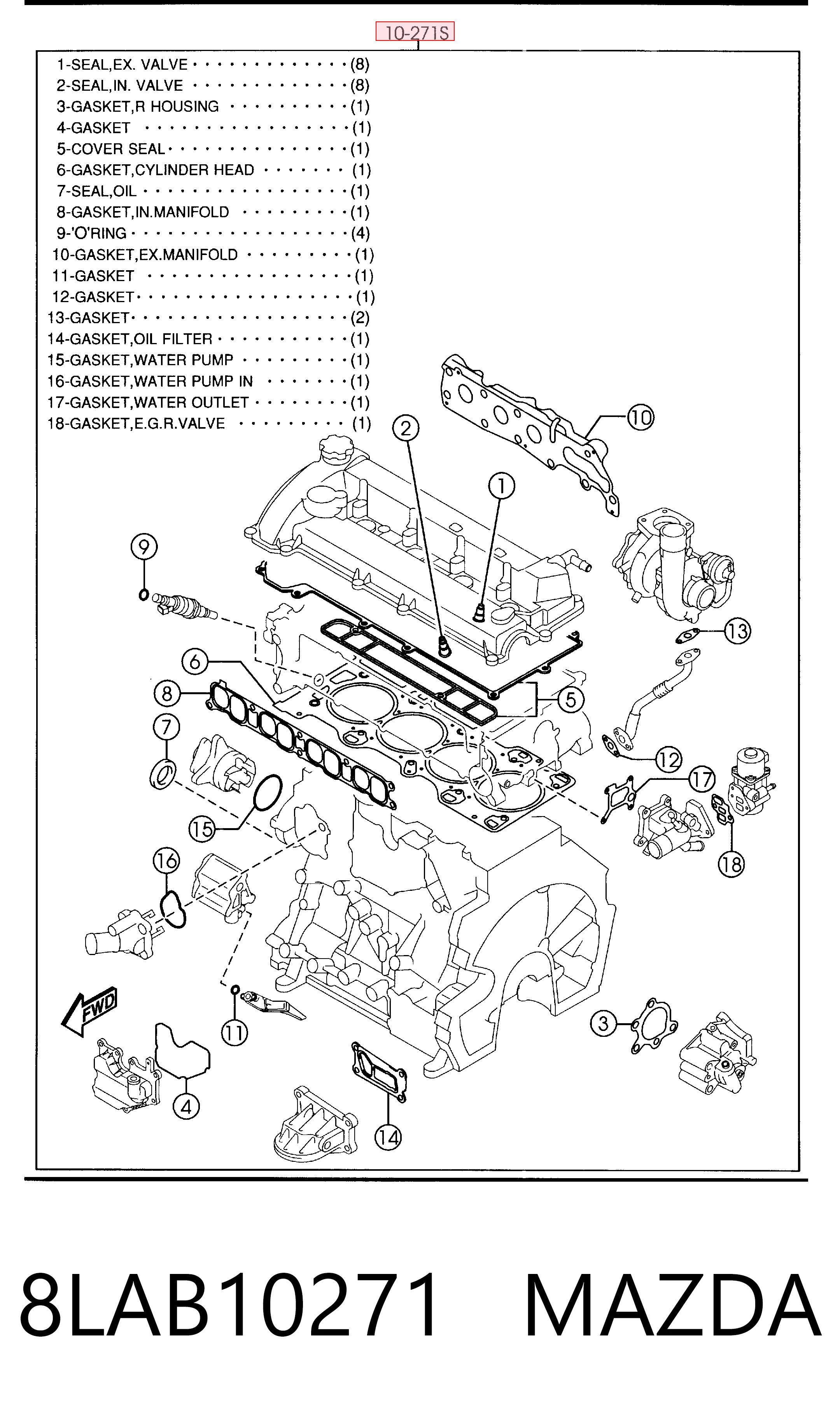 Kit completo de juntas Mazda 8LAB10271 precio, desde 203,25 EUR
