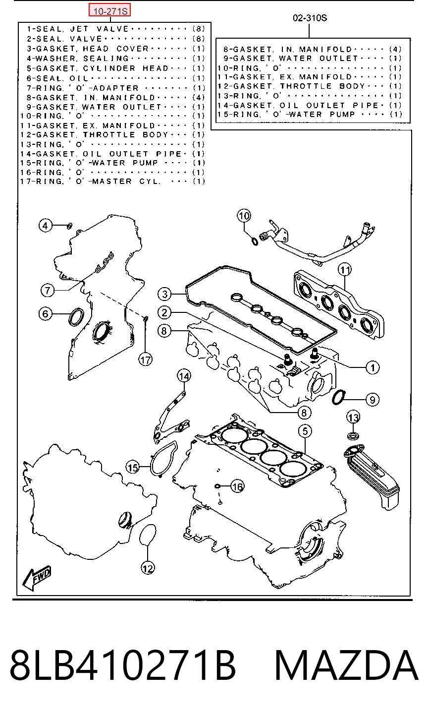 Juego juntas motor para Mazda 2 II DE