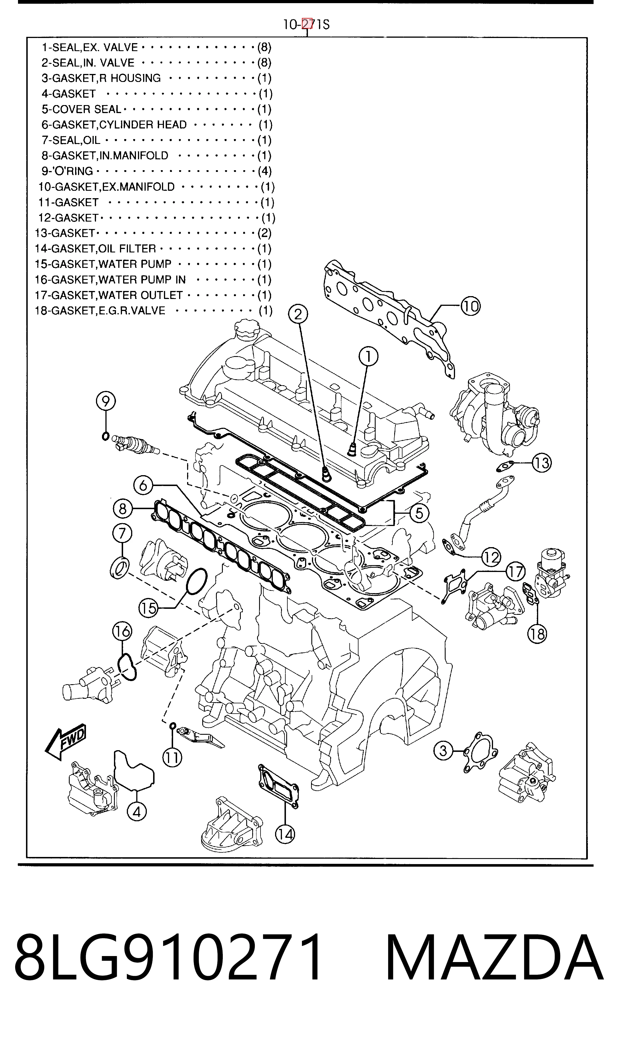 8LG910271 Mazda Juego juntas motor
