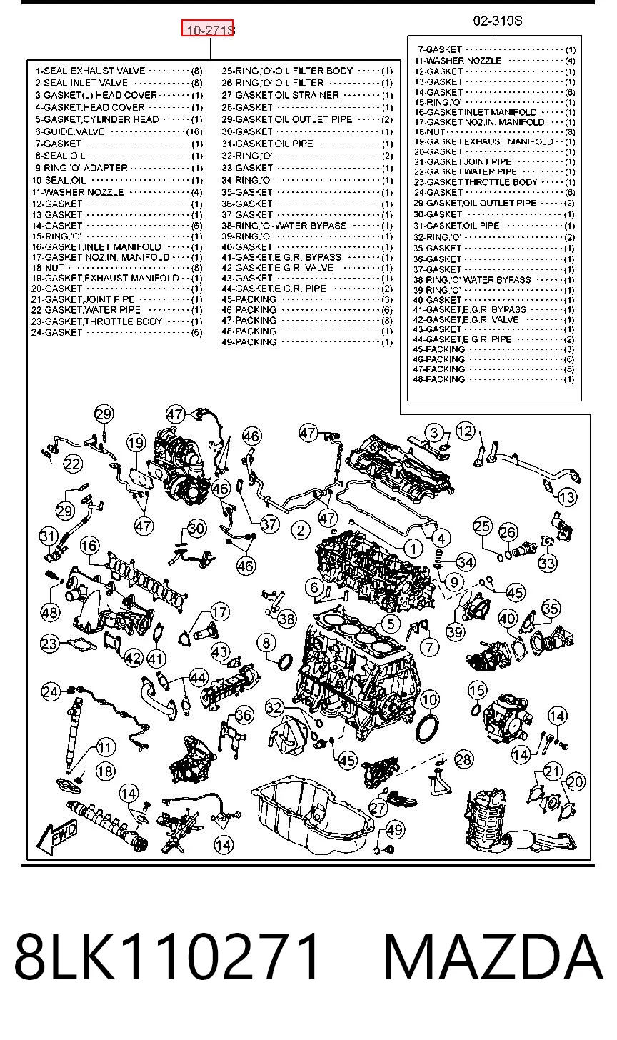 8LK110271 Mazda Juego juntas motor