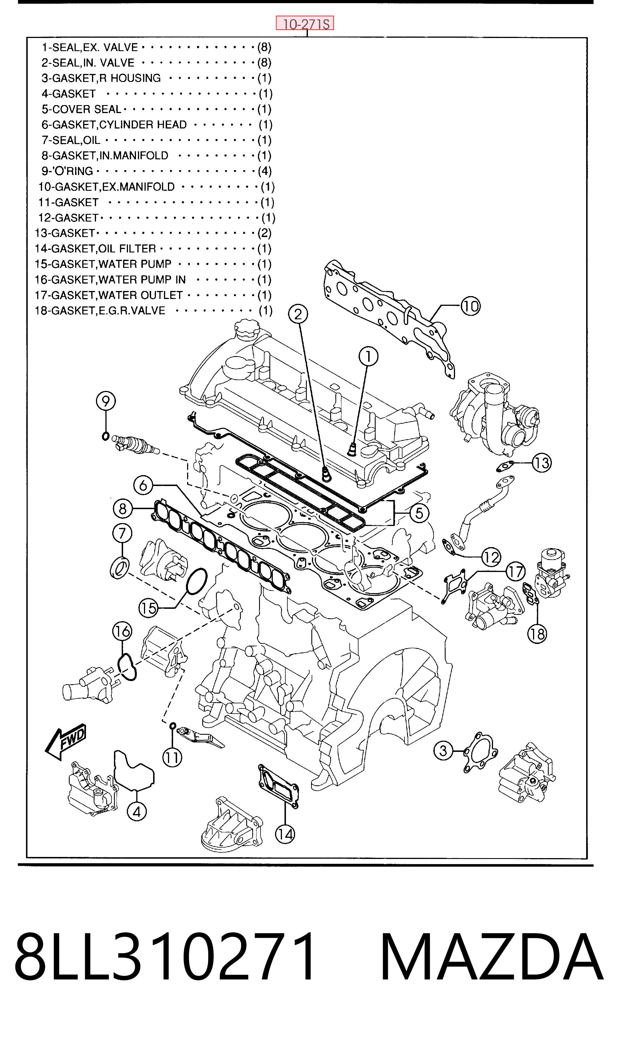 8LL310271 Mazda Juego juntas motor