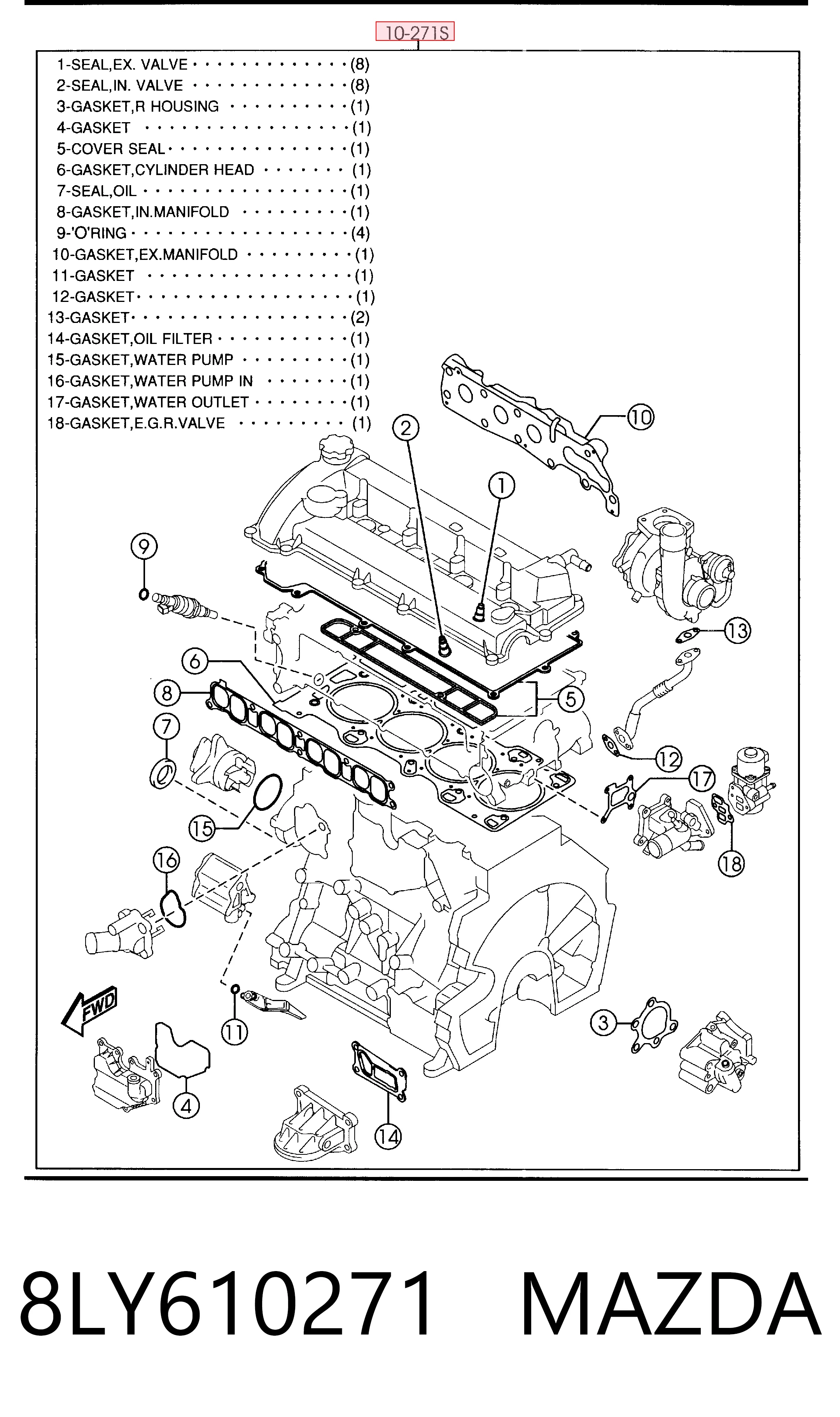  Juego de juntas para motor Mazda CX-7 