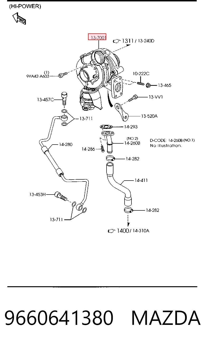 9660641380 Mazda Turbo para motor
