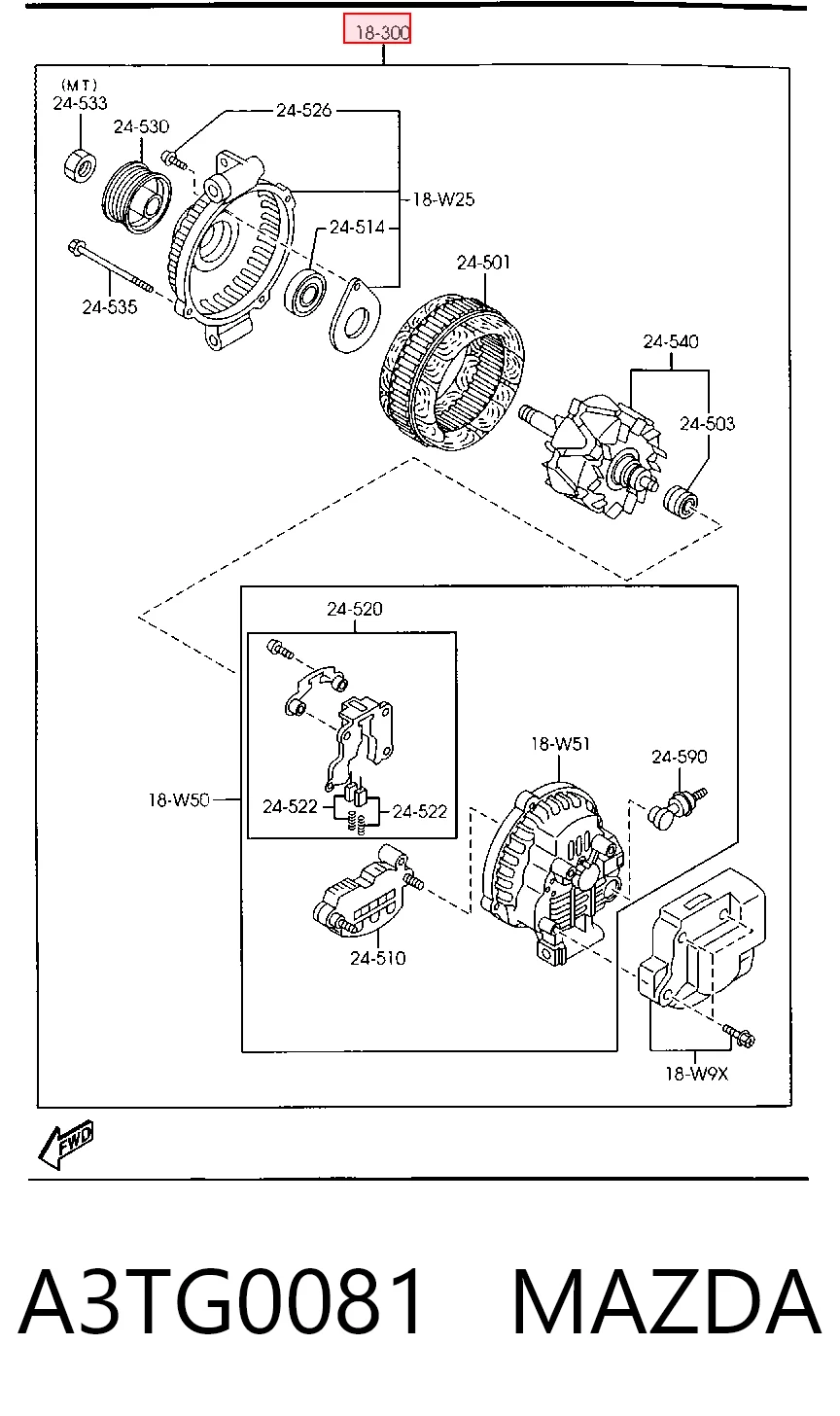 A3TG0081 Mazda Alternador de coche