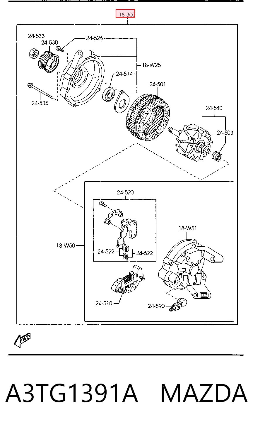 A3TG1391A Mazda Alternador de coche