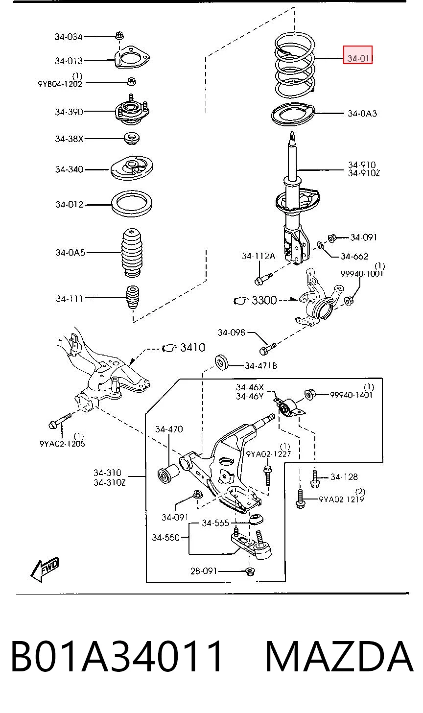 Muelle delantero para Mazda 323 BA