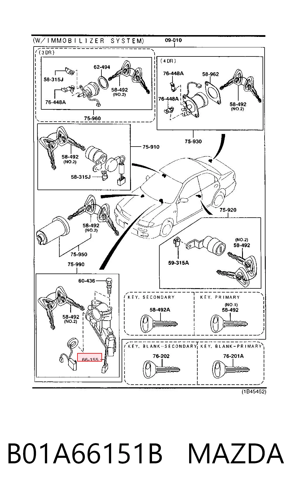 Comprar Conjunto de contactos del interruptor de encendido Mazda 323 V BA a bajo precio