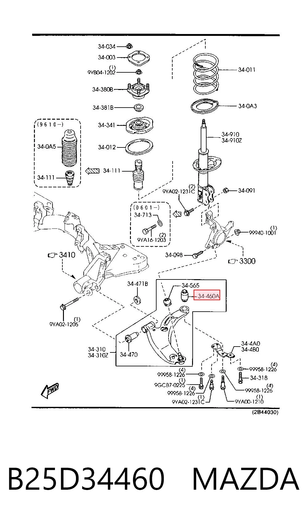 B25D34460 Mazda Silentblock de brazo de suspensión delantero inferior