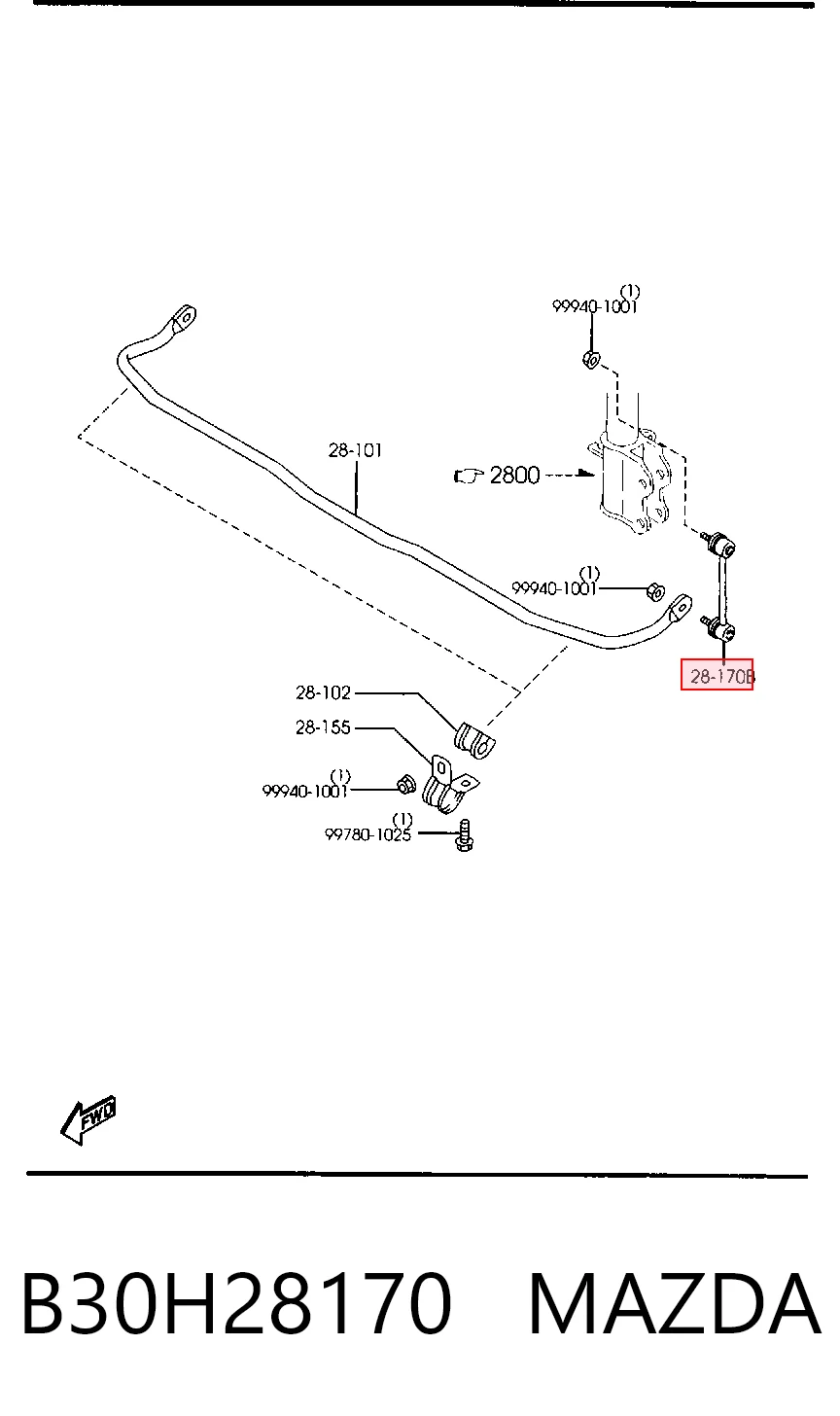 Gomas de barra estabilizadora para Mazda Protege (4 DOOR)
