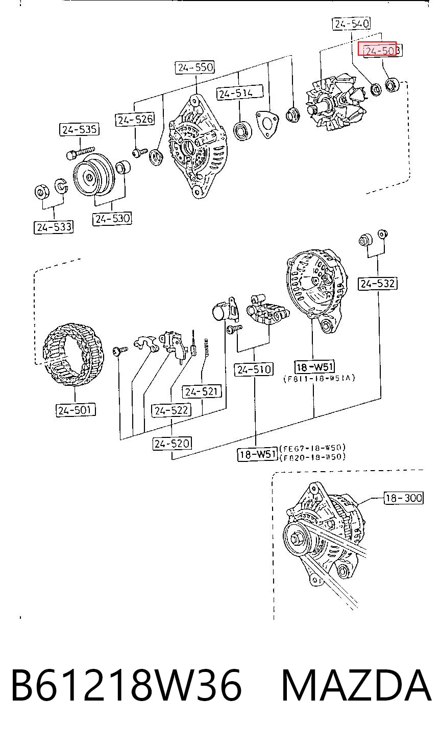 Cojinete alternador para Mazda 6  (GG)