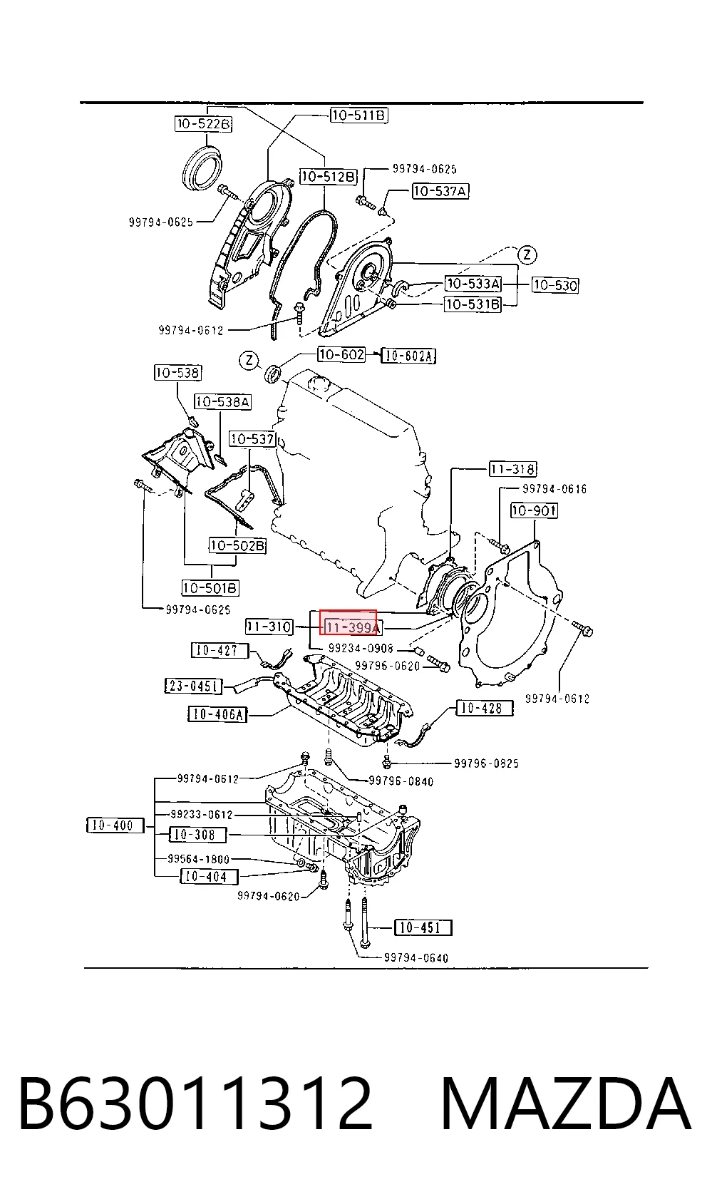 Anillo retén cigüeñal para Mazda 3  BK12